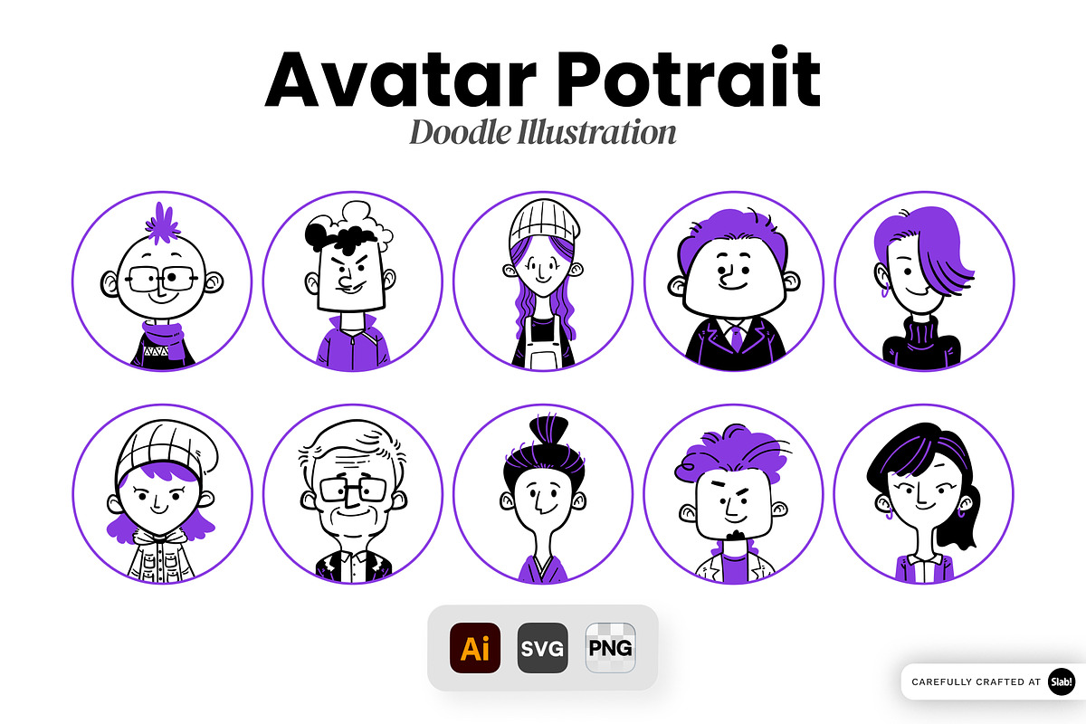 Avatar Portrait Doodle Illustration, an Object Graphic by SLAB! Design (Photo 1 of 3)