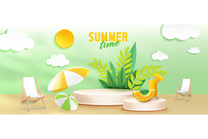 Summer time 3d scene with beige, a Sport Illustration by art PVP - market