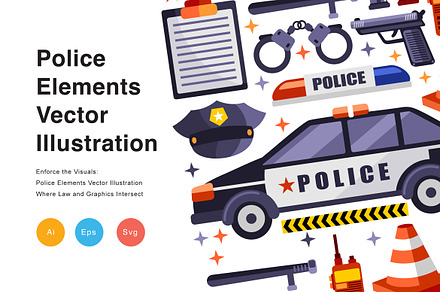 Police Elements Vector Illustration, a Work Illustration by KAZ by IanMikraz Studio
