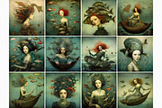 Surreal Mermaids Digital Paintings, a Texture Graphic by rileyBgraphics (Thumbnail 2 of 8)