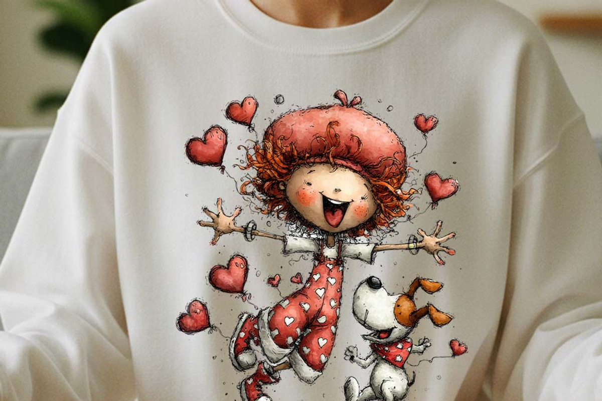 Whimsical Girl and Dog Love Clipart, an Illustration by one-touch (Photo 4 of 18)