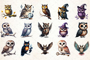 Watercolor Spooky Owls Clipart, an Illustration by Rose Art (Thumbnail 2 of 7)