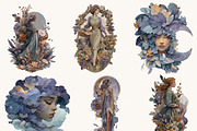 Virgo Lady Clipart Bundle, a Person Illustration by BusyDaydesign (Thumbnail 4 of 9)