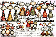 Whimsical Christmas Animal Clipart P, an Illustration by Sublimation Artist (Thumbnail 1 of 6)