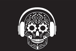 Skull Vector With Beats White Color