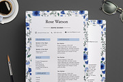 Floral Watercolor CV Template / G, a Resume Template by Showy68 Template (Thumbnail 4 of 5)