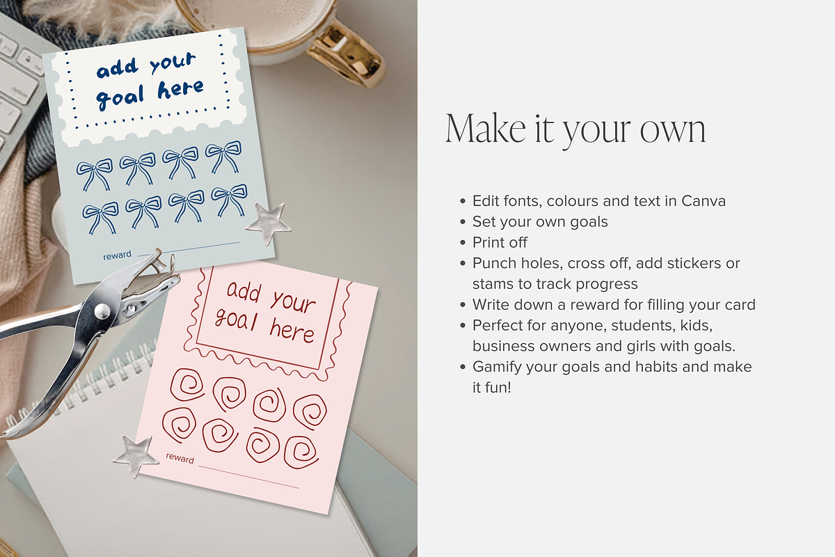 Goal Habit Tracking Punch Cards, a Card Template by Tabitha Emma (Photo 4 of 6)