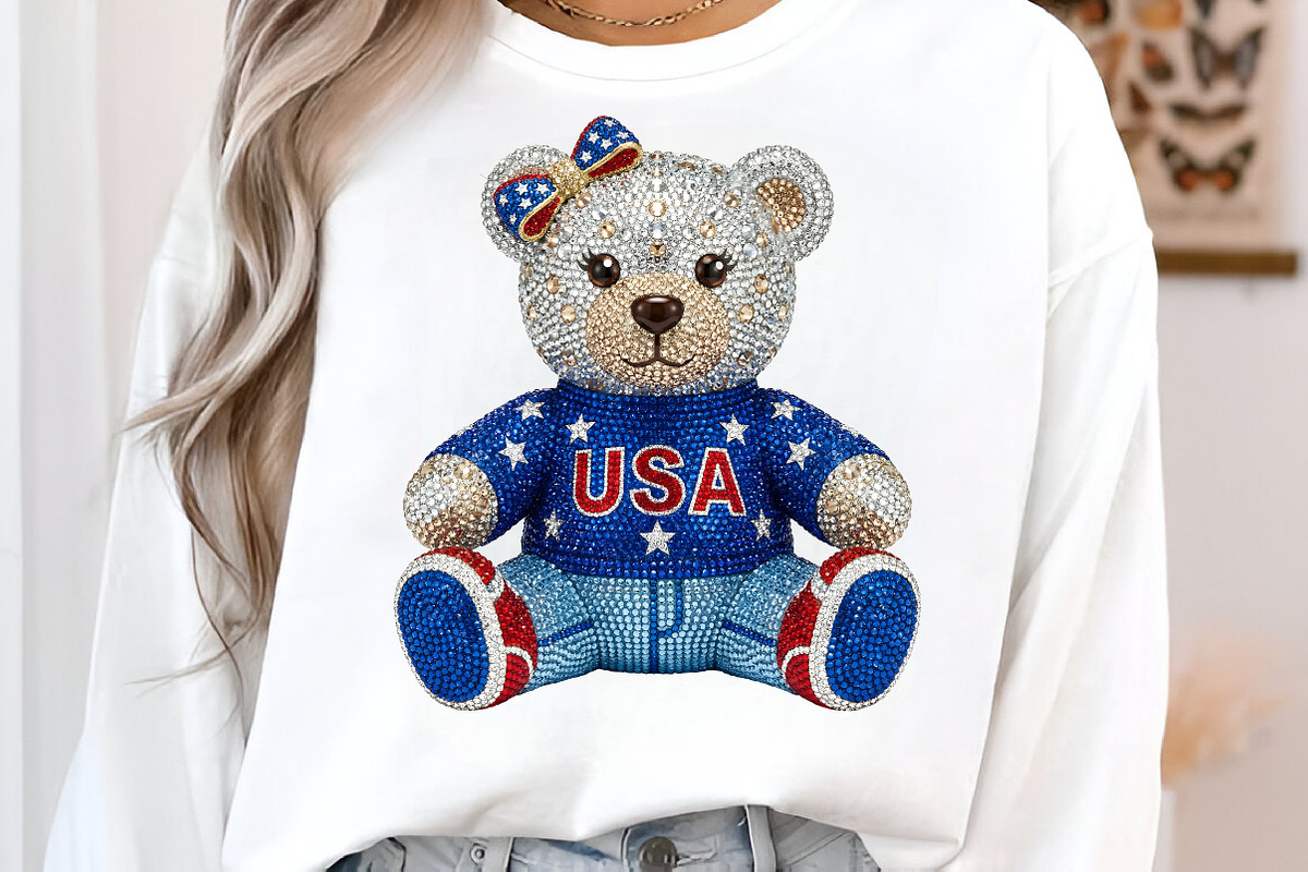 USA Teddy Bear 4th of July PNG, an Illustration by CreationArt (Photo 5 of 5)