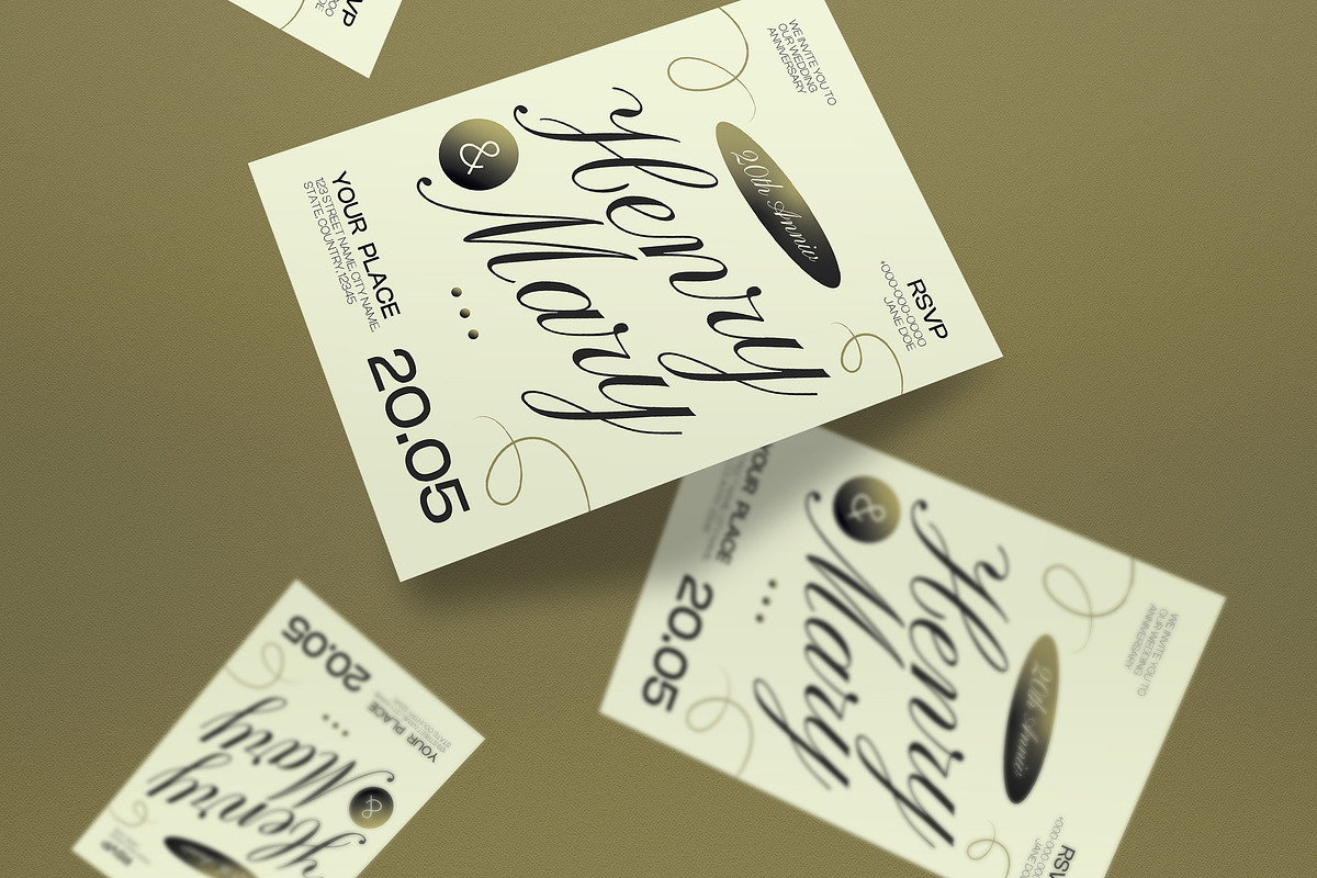 Green Modern Anniversary Invitation, an Invitation Template by graphicook (Photo 3 of 3)
