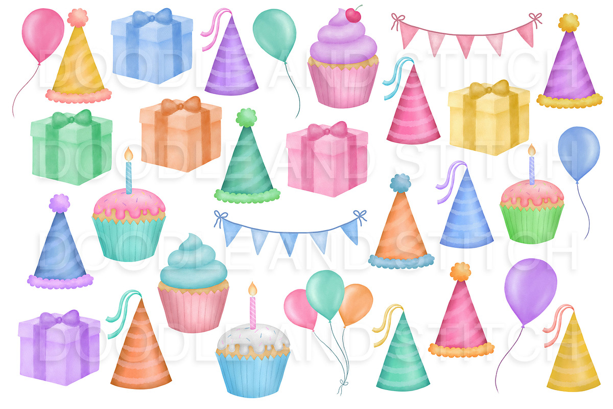 Party Watercolor Illustrations, an Illustration by Doodle and Stitch (Photo 2 of 2)