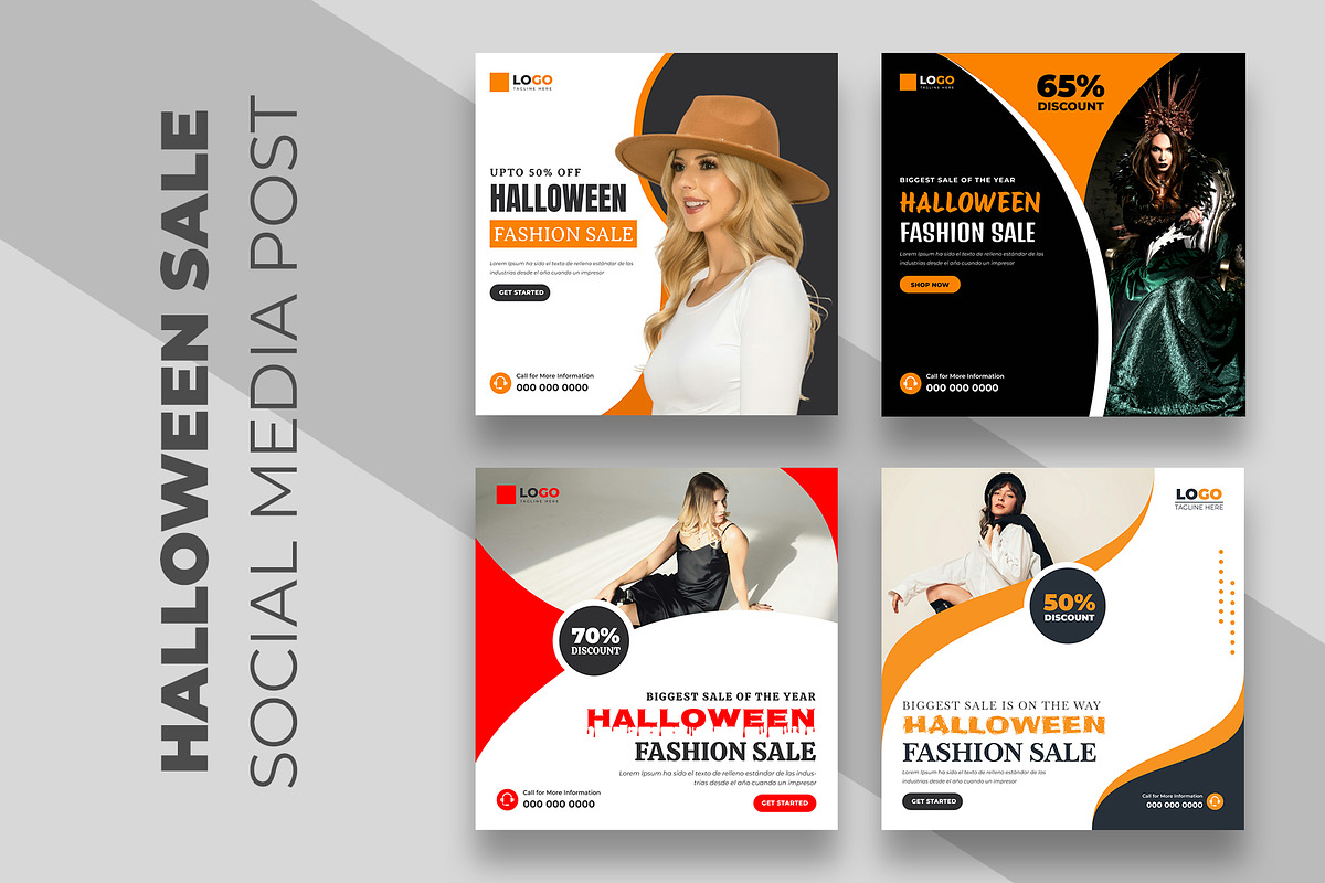 Halloween Sale Social Media Post, a Social Media Template by nandinigraphics