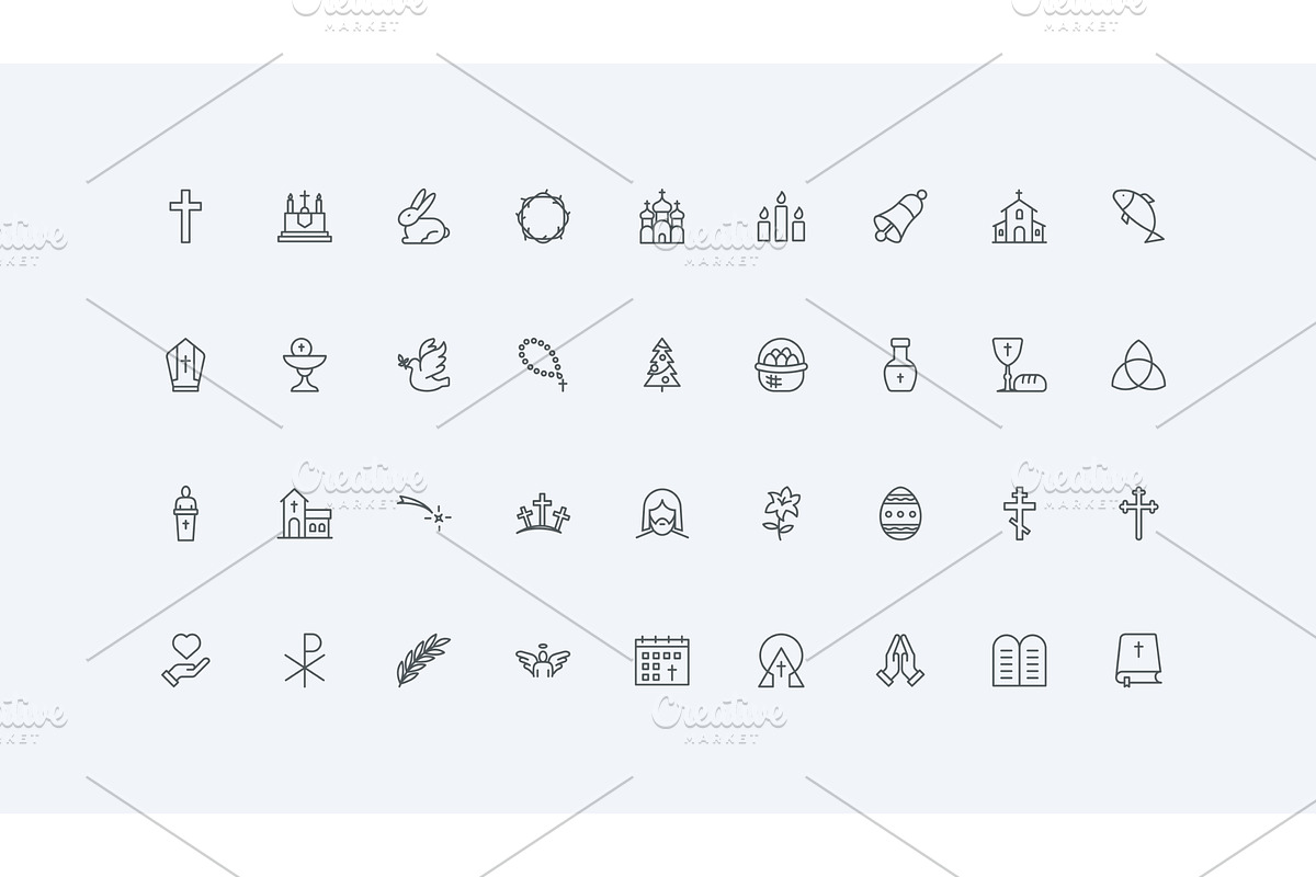 Christian religion church icons, an Illustration by Lemberg Vector