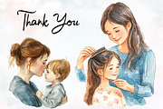 caring mom Watercolor clipart, a Seasonal Illustration by RobertsArt (Thumbnail 4 of 7)