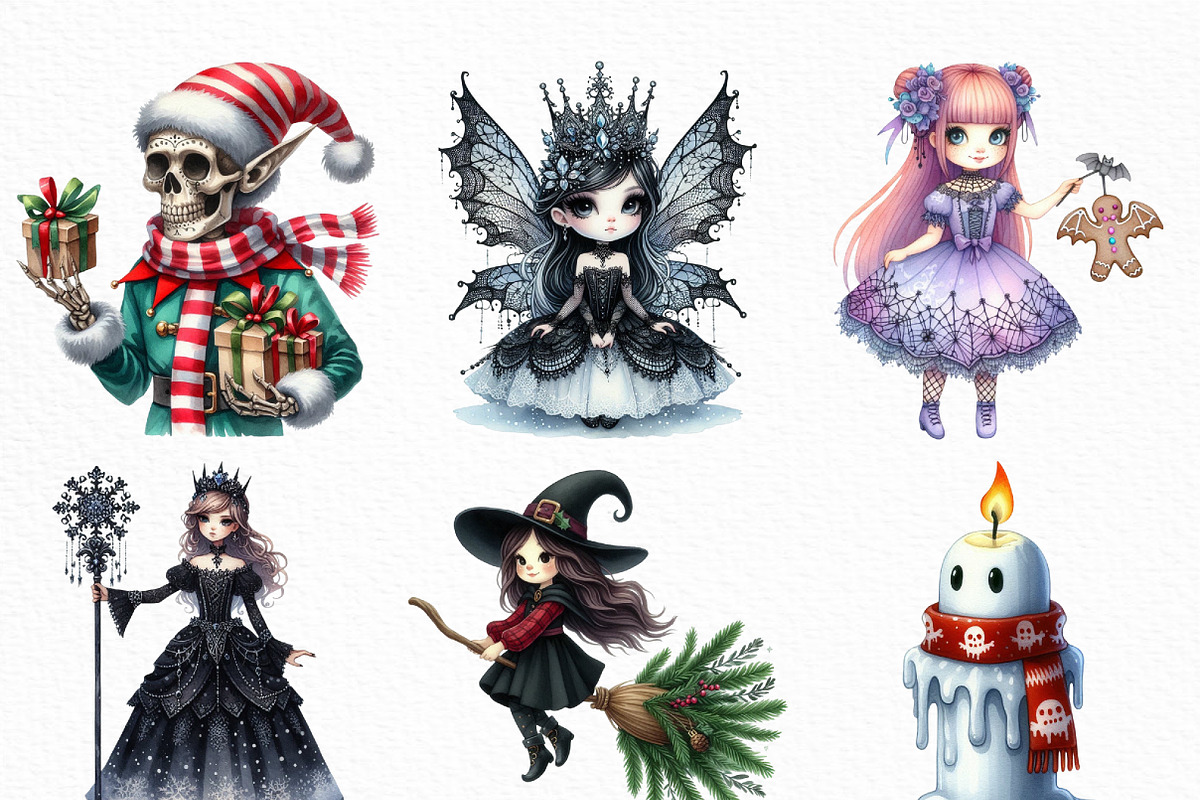 Cute Gothic Christmas Character, an Illustration by Craft Nest (Photo 2 of 6)