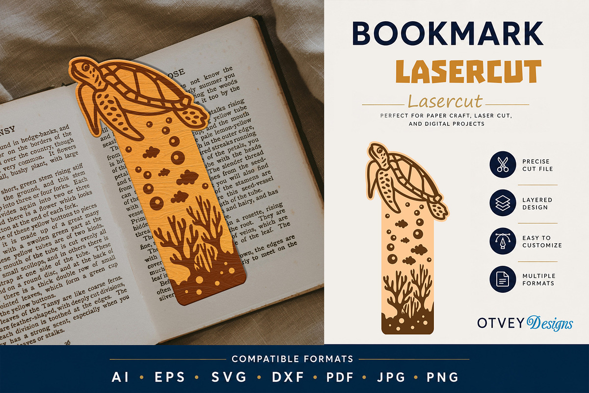 Sea Animals Bookmark lasercut, an Animal Illustration by OTVEY DESIGN (Photo 2 of 13)