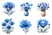 Blue Watercolor Cornflower Clipart, an Illustration by CreationArt (Thumbnail 2 of 5)