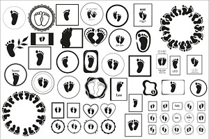 Cute baby footprint frame design, an Illustration by Amazin_art