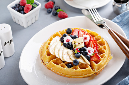 Waffle with fresh fruit, a Food & Drink Photo by farwasser