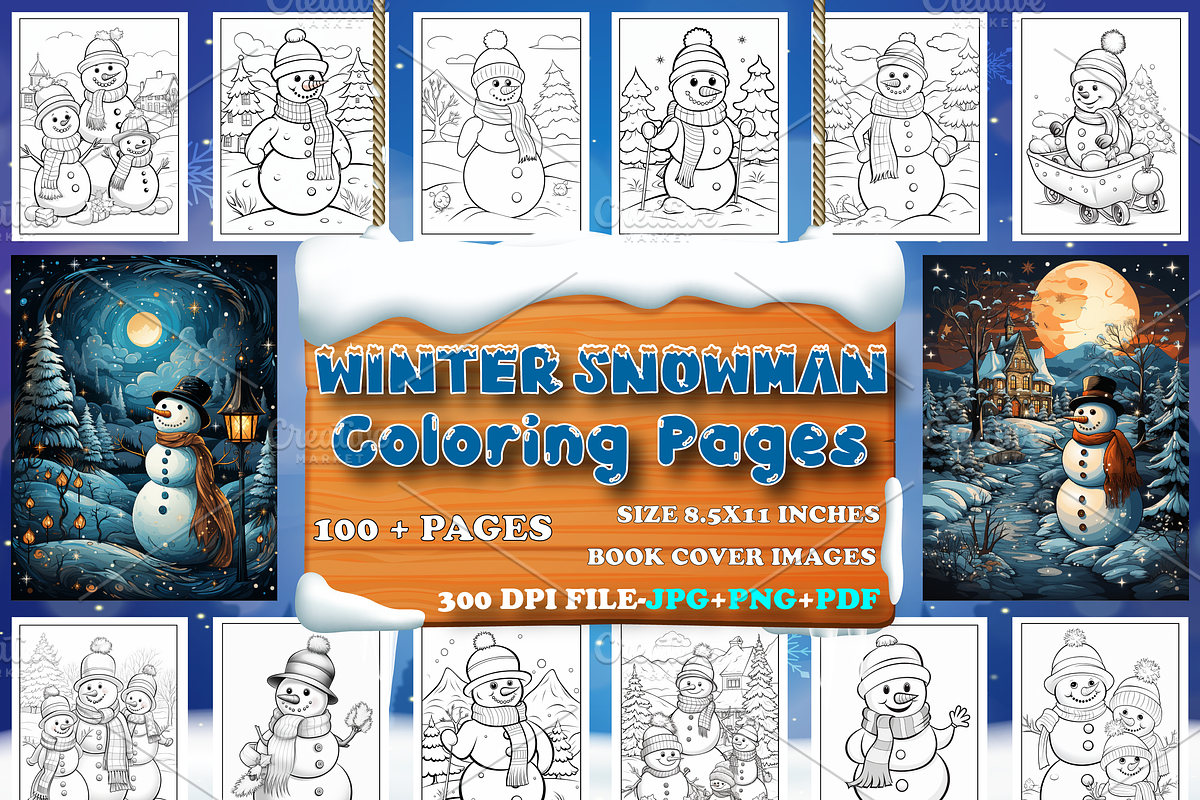 Winter Snowman Coloring Pages, an Animal Illustration by Design Station (Photo 1 of 5)