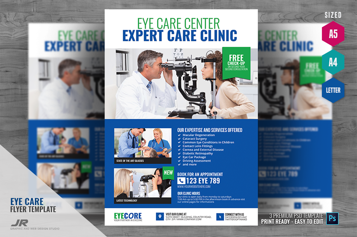Eye Care Ophthalmology Center Flyer, a Flyer Template by PSDPixel