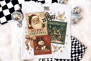 Christmas Postage Stamp PNG,Vintage, an Object Illustration by Libby Wishes