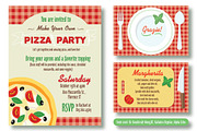 Editable Pizza Party Invitation, an Invitation Template by Oksancia's Surface Design (Thumbnail 1 of 2)