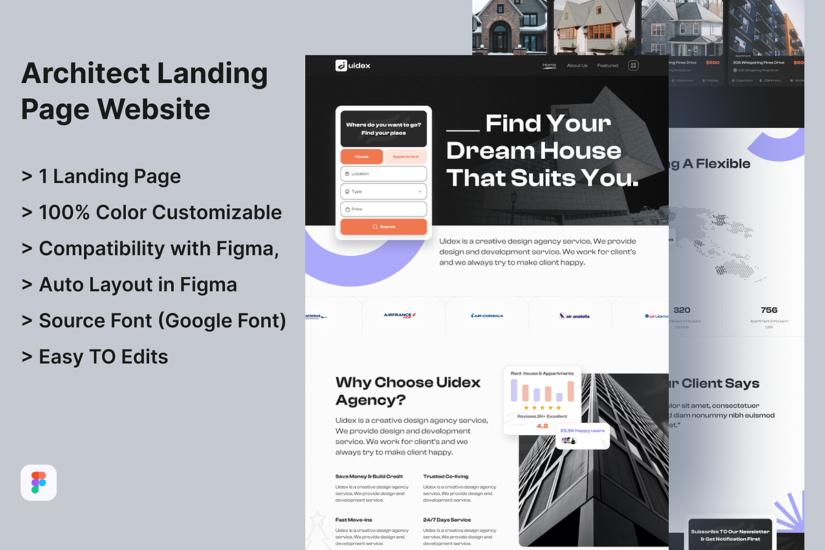 Architect Agency Landing Page, a Landing Page Template by UiDex (Photo 1 of 4)