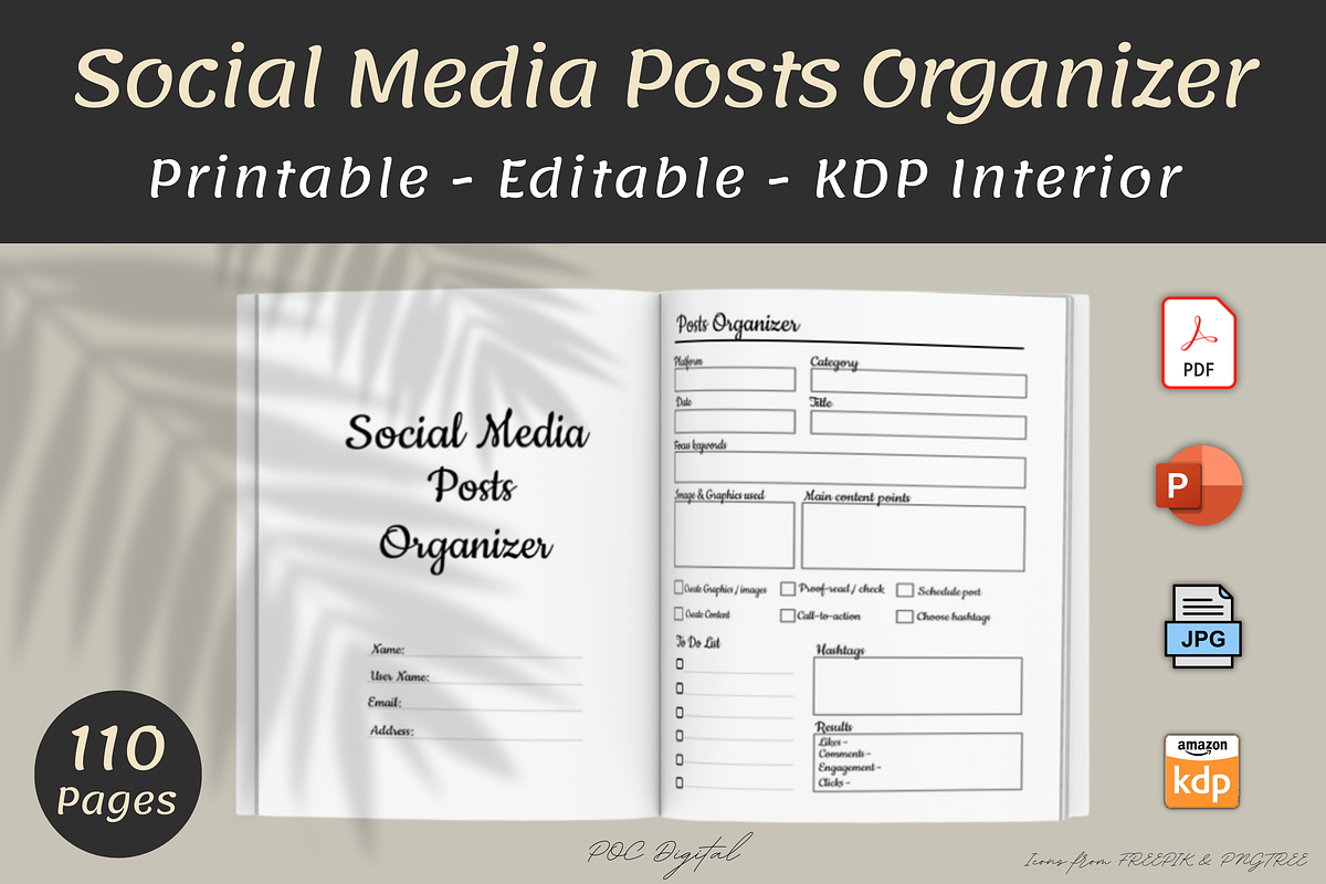 Simple Social Media Posts Planner, a Print Template by POC Digital (Photo 1 of 4)