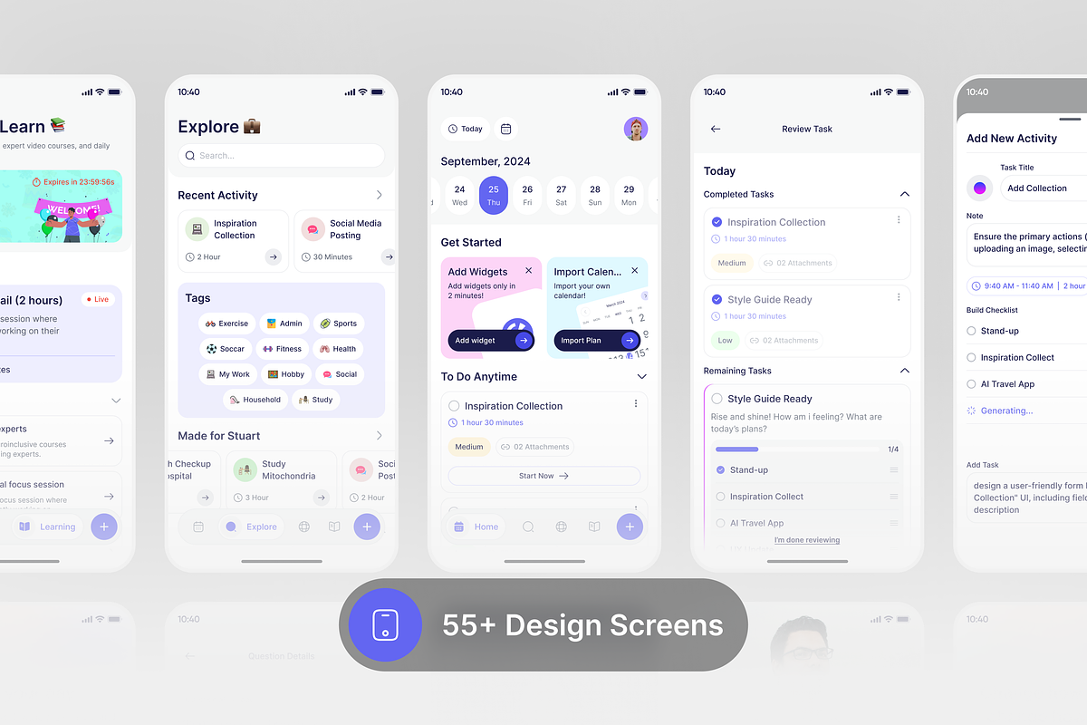 TaskWhiz Planning App UI Kit preview 6