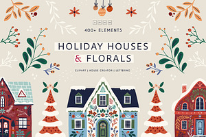 Holiday Houses & Florals Clipart