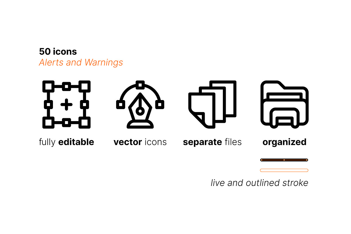 50 Alerts and Warnings Icons, an Outline Icon by Side Project (Photo 4 of 8)
