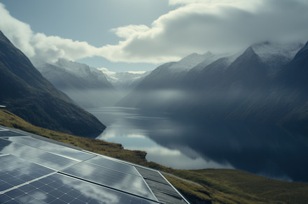 Solar panels installed on the roof of a house, in a remote regio, a Technology Photo by Studio Light & Shade