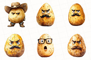 Funny Potato Watercolor Clipart, an Illustration by OK Design (Thumbnail 2 of 5)
