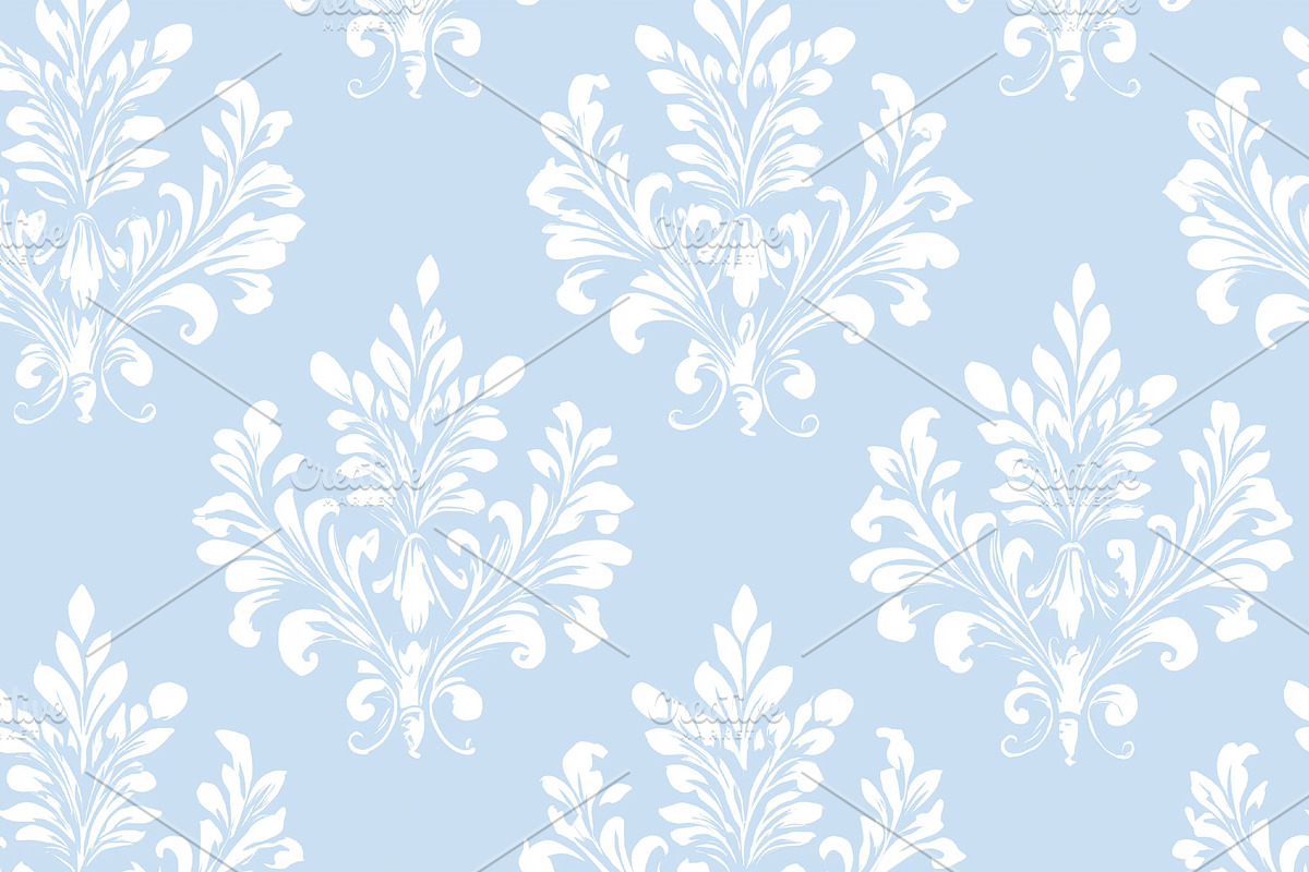 Seamless pattern, white damask pattern creating a seamless ornate background. C, a Pattern Graphic by Studio ANNA