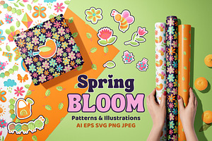 Spring Bloom Patterns Illustrations
