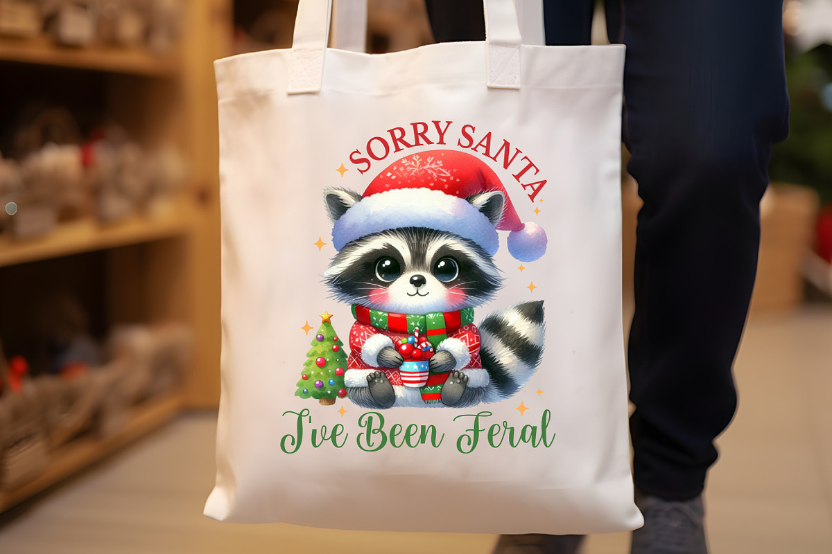 Vintage Funny Raccoon Christmas Png, a Seasonal Illustration by Rose Art (Photo 4 of 5)
