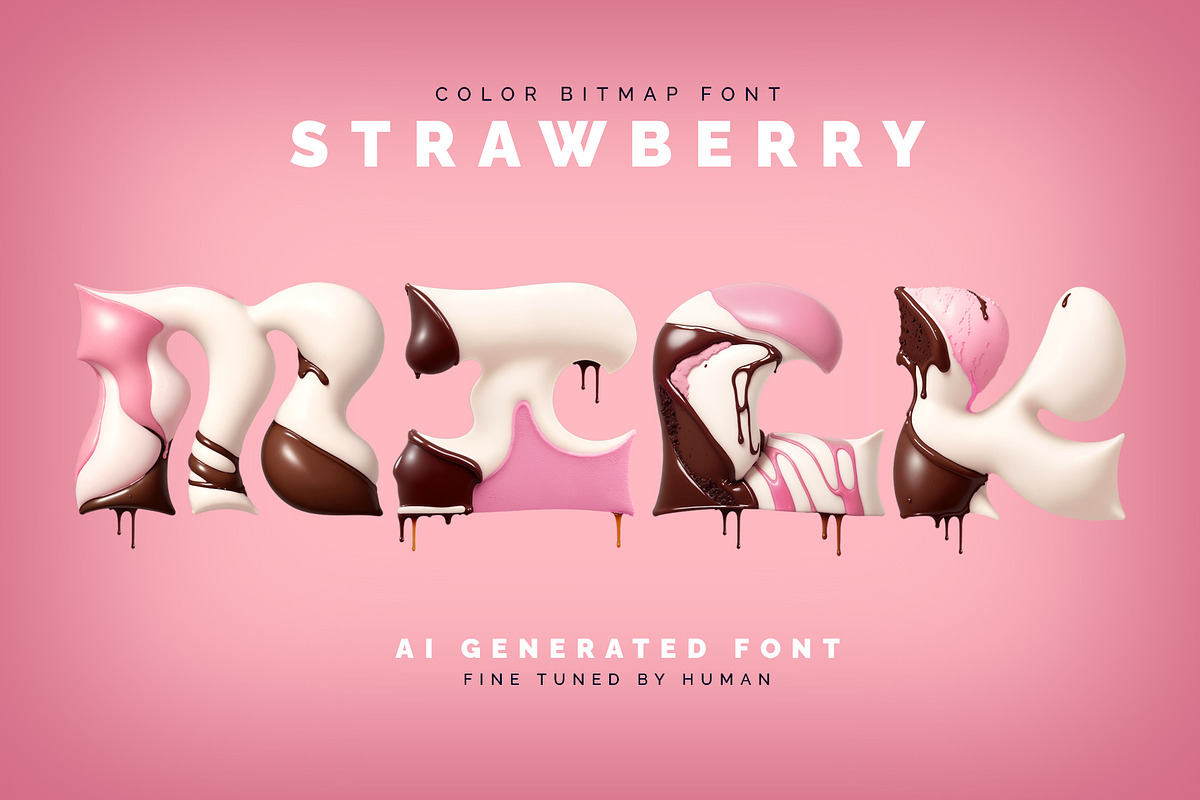 Strawberry Milk - Color Bitmap Font, a Symbol Font by Gleb Guralnyk (Photo 1 of 4)