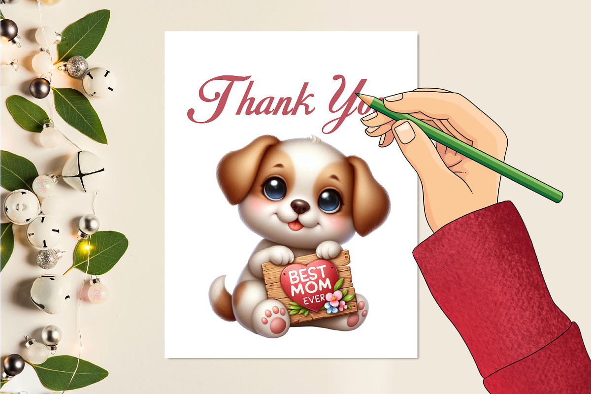 Watercolor Best Mom Ever Dog Clipart, an Illustration by CraftArtStudio (Photo 5 of 5)