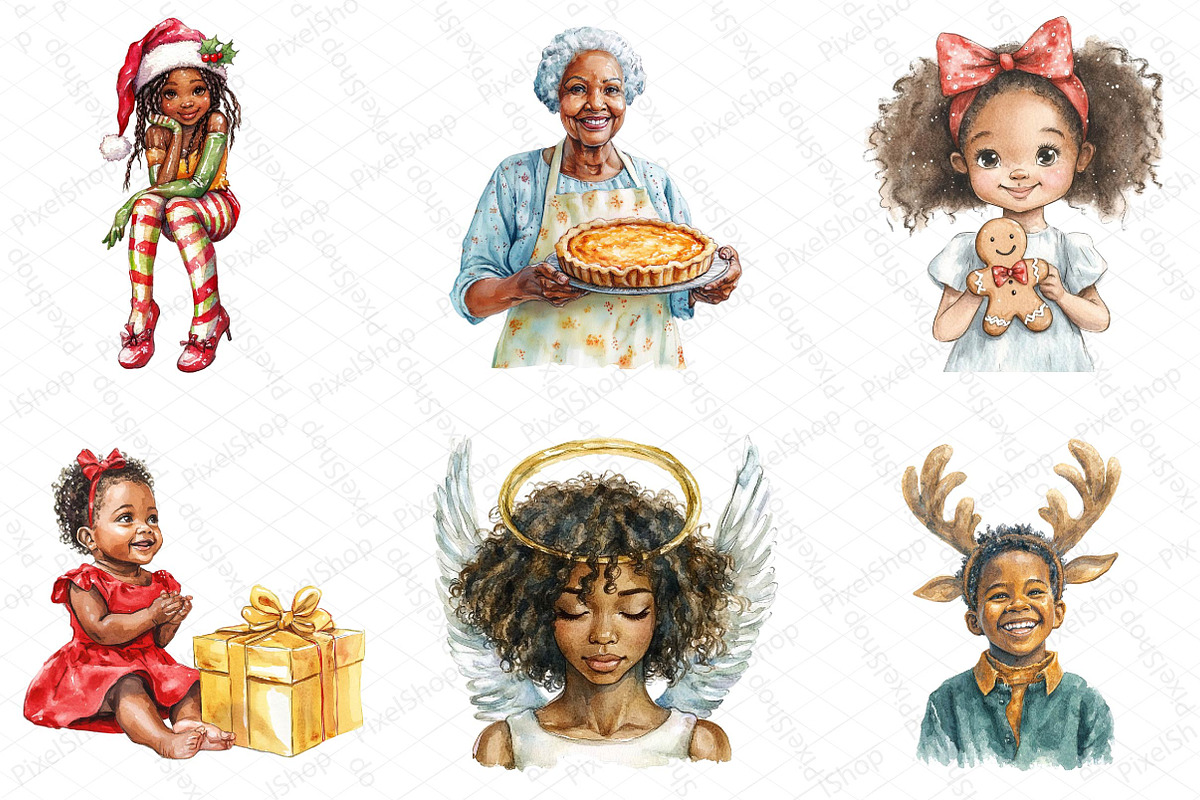 African American Christmas Clipart, an Illustration by DreamPrint404 (Photo 3 of 5)
