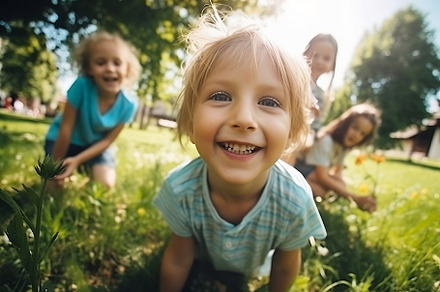 Children happily playing in the park