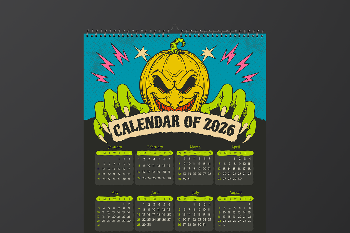 Horror Wall Calendar 2026, a Print Template by Annora Studio (Photo 2 of 6)