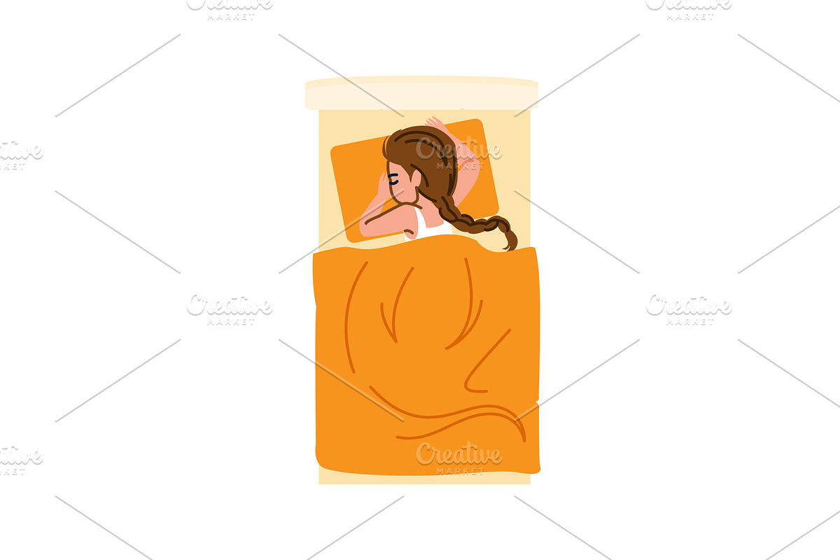 Woman sleeping peacefully in bed, an Illustration by pikepicture
