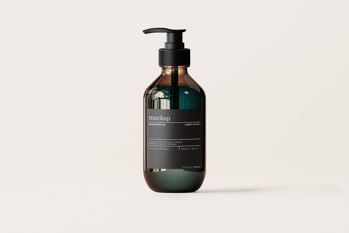 Amber – Glass Soap Bottle Mockup Set, a Packaging Mockup by Zumrod (Photo 7 of 10)
