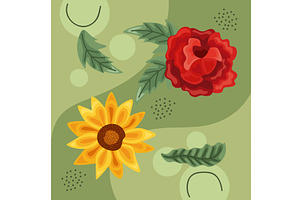 two flowers and leafs, an Illustration by studiogstock