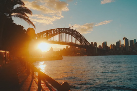 Sydney Harbour Bridge glowing in war, a Photo by Iftikhar Alam