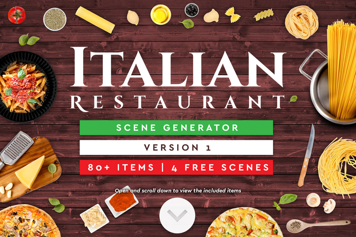 Italian Restaurant Scene Generator, a Product Mockup by relineo.mock-ups (Photo 1 of 5)