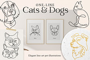 One Line Cats & Dogs: Elegant Pets, an Illustration by amber&ink (Thumbnail 1 of 7)