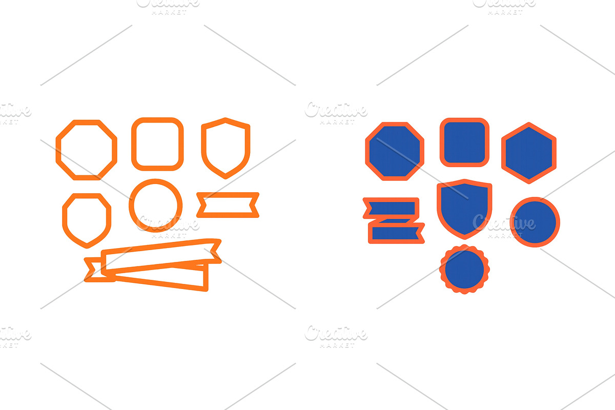 Colorful shapes and badges arranged, an Illustration by ZinetroN