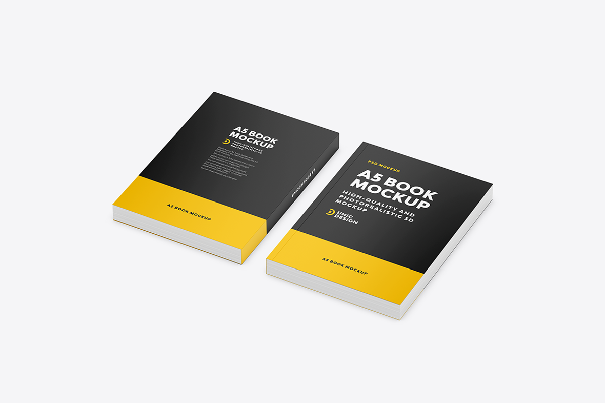 A5 Book Mockup, a Books & Magazine Mockup by UnicDesign