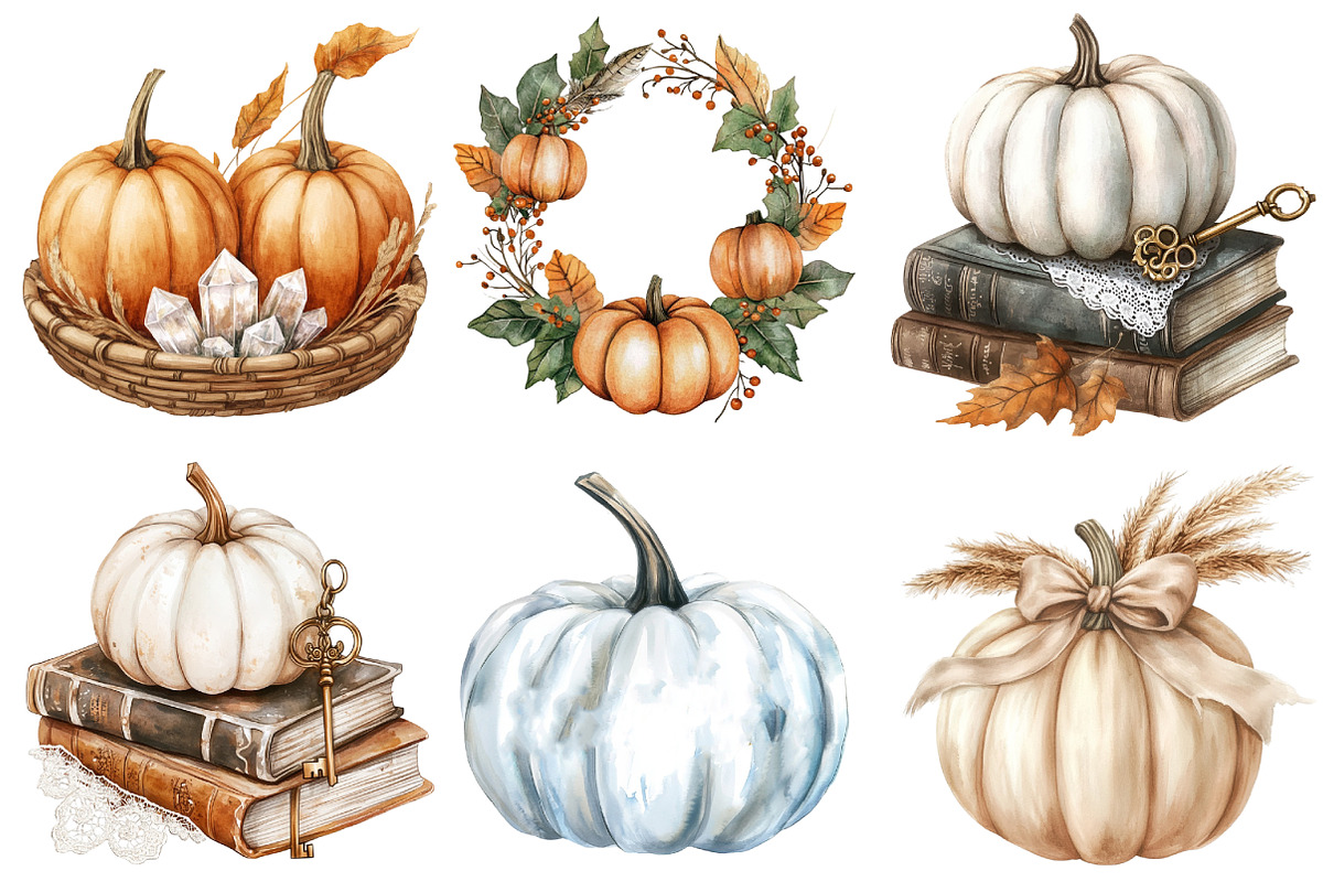 Halloween Pumpkins Clipart, an Illustration by Watercolor design (Photo 2 of 4)